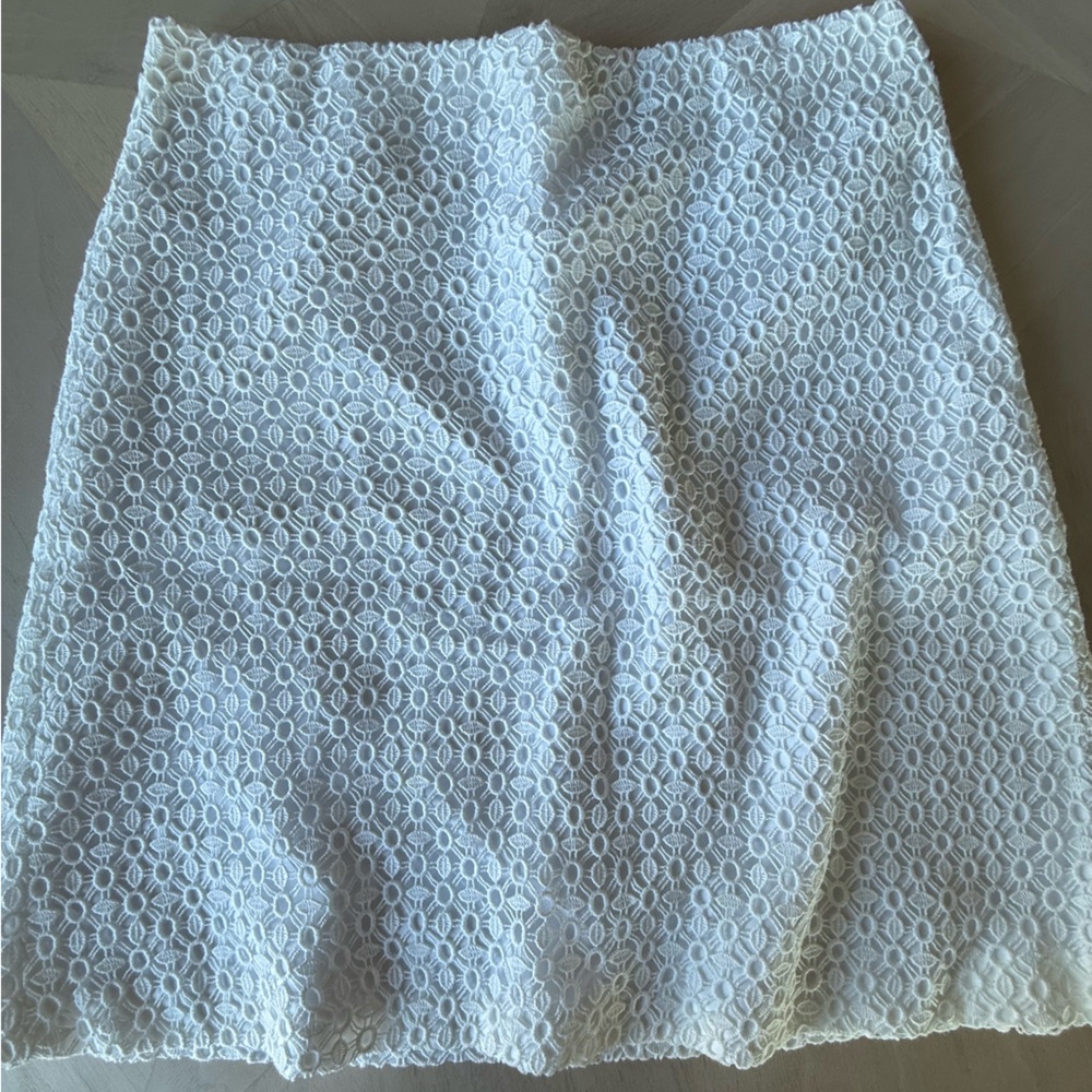 Ann Taylor White Lace A-Line Skirt